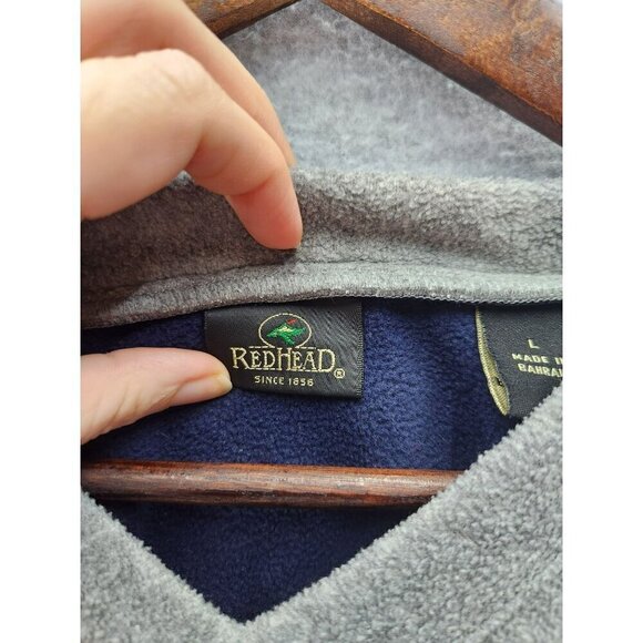 RedHead Mens V-Neck Gray Fleece Pullover Large - Picture 2 of 5